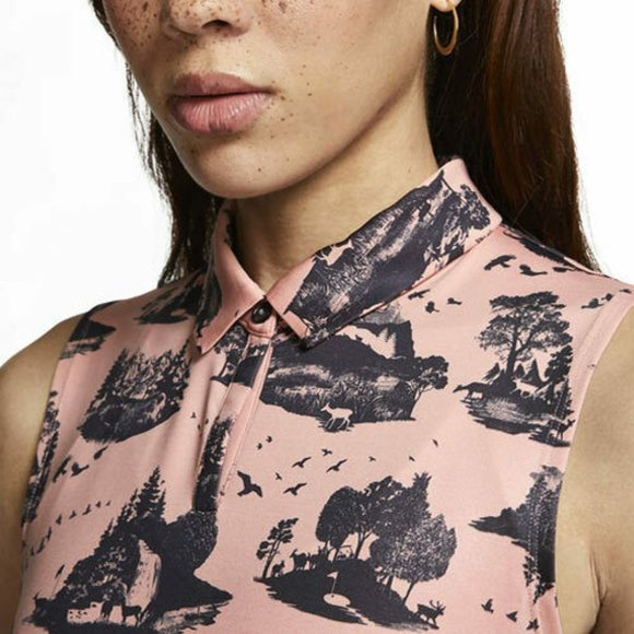 Nike Dri-Fit Womens Sleeveless Golf Polo Print Pink AV3680-606 NEW Multi Size - Picture 3 of 4